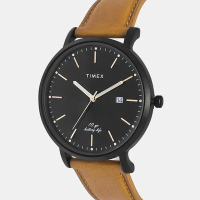 Empera Men Quartz Black Dial Analog Leather Watch TWEG17710