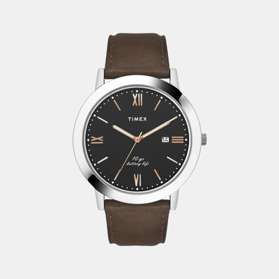 Empera Men Quartz Black Dial Analog Leather Watch TWEG17806