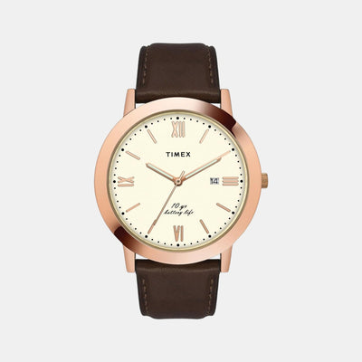 Empera Men Quartz White Dial Analog Leather Watch TWEG17807
