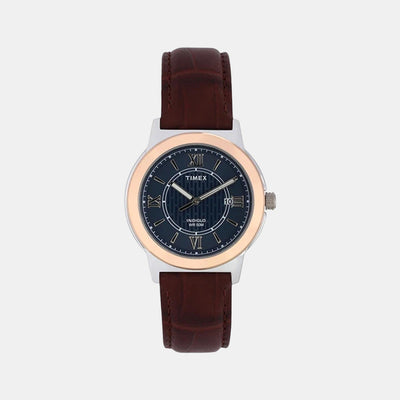 Fashion Men Quartz Blue Dial Analog Leather Watch TWEG18001
