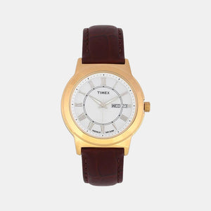Fashion Men Quartz White Dial Analog Leather Watch TWEG18006