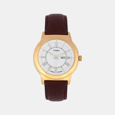 Fashion Men Quartz White Dial Analog Leather Watch TWEG18006
