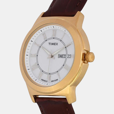 Fashion Men Quartz White Dial Analog Leather Watch TWEG18006