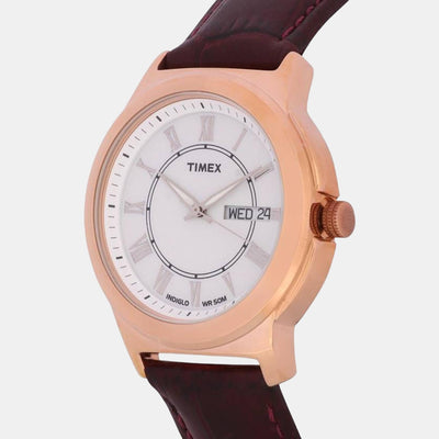 Fashion Men Quartz White Dial Analog Leather Watch TWEG18007