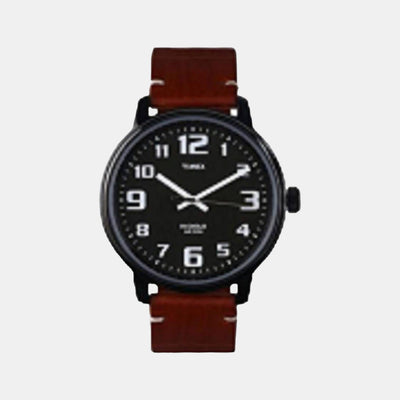 Fashion Men Quartz Black Dial Analog Leather Watch TWEG18303
