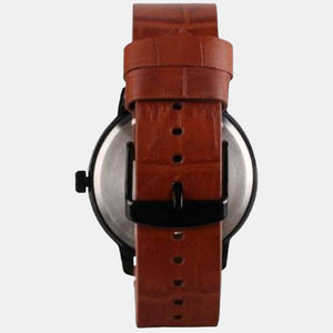 Fashion Men Quartz Black Dial Analog Leather Watch TWEG18303