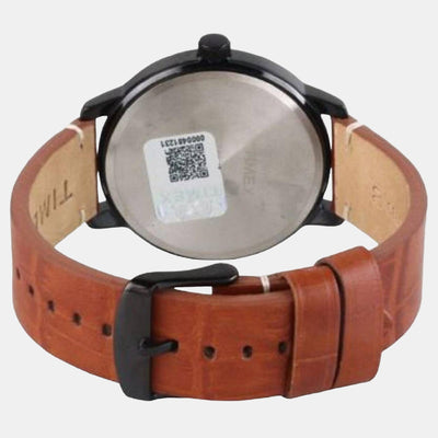 Fashion Men Quartz Black Dial Analog Leather Watch TWEG18303