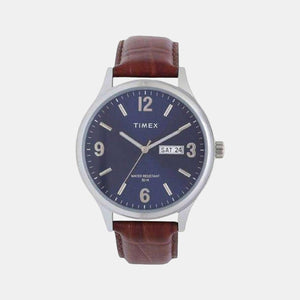 Fashion Men Quartz Blue Dial Analog Leather Watch TWEG18400