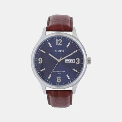 Fashion Men Quartz Blue Dial Analog Leather Watch TWEG18400
