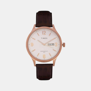Fashion Men Quartz Silver Dial Analog Leather Watch TWEG18402