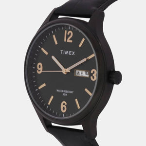 Fashion Men Quartz Black Dial Analog Leather Watch TWEG18403