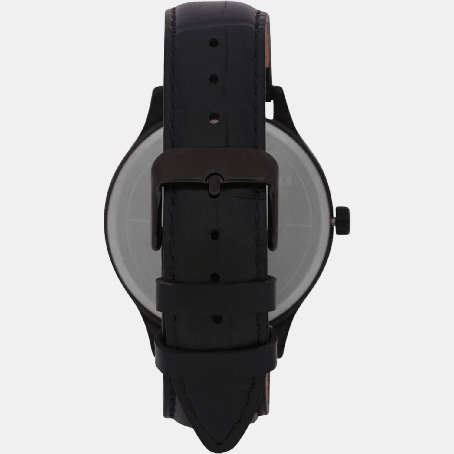 Fashion Men Quartz Black Dial Analog Leather Watch TWEG18403