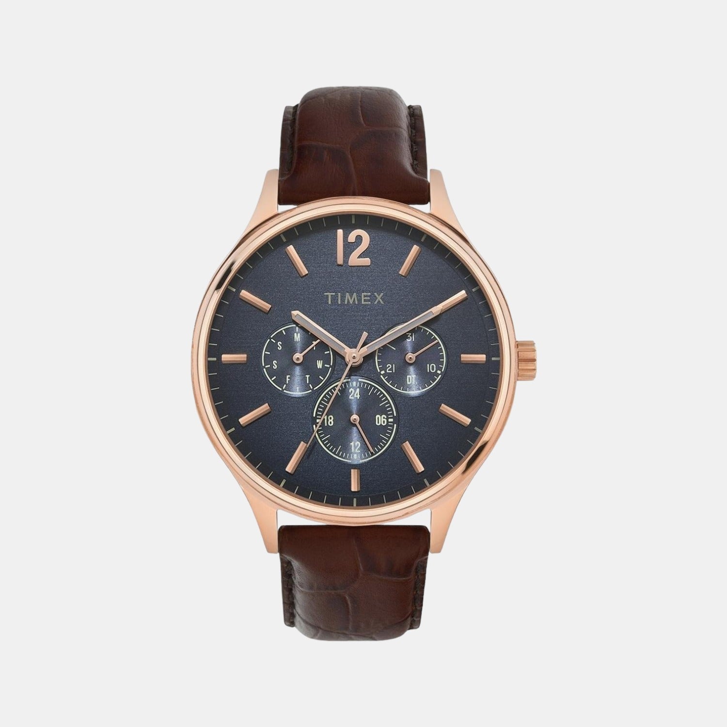 Fashion Men Quartz Blue Dial Chronograph Leather Watch TWEG18404