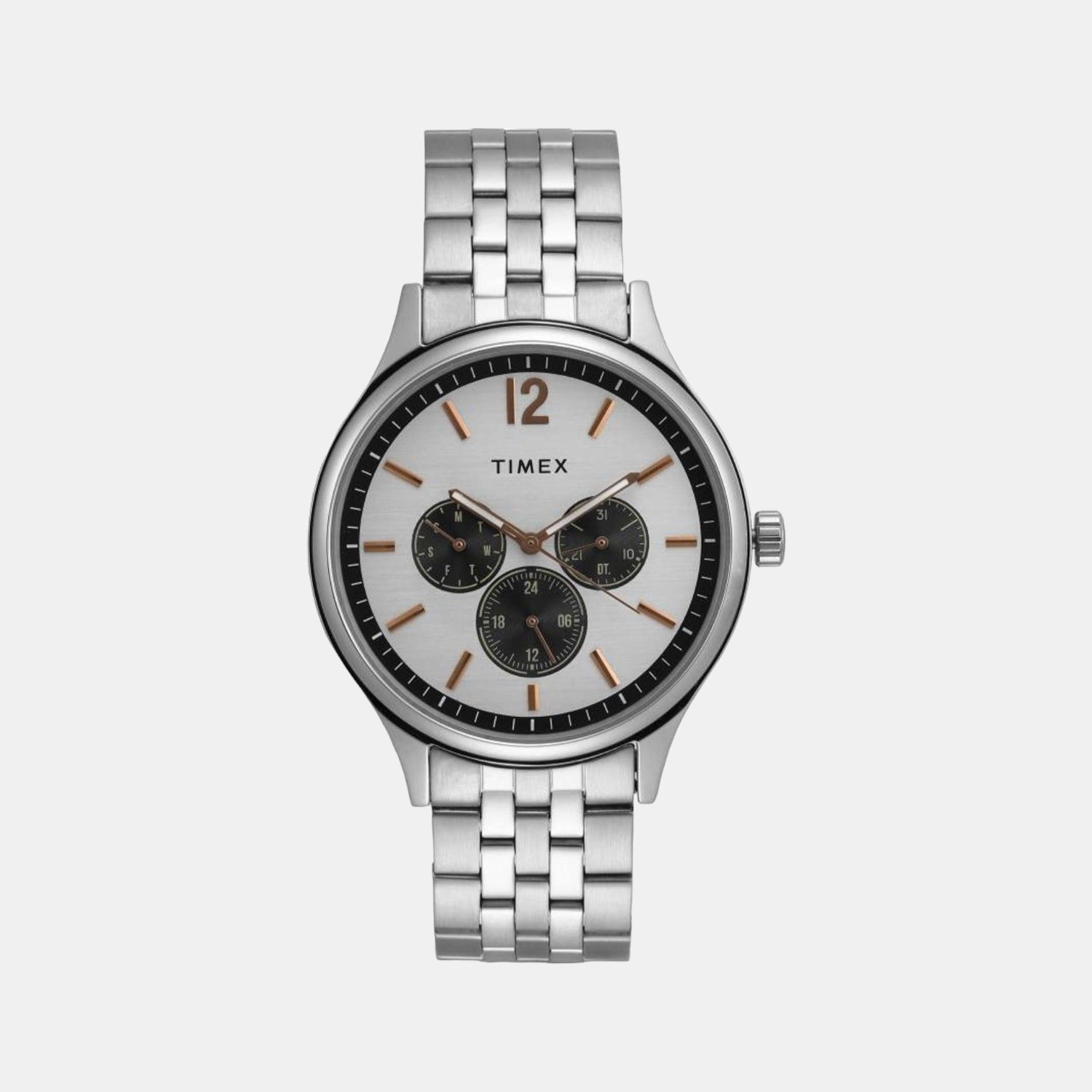 Fashion Men Quartz Silver Dial Chronograph Stainless Steel Watch TWEG18407