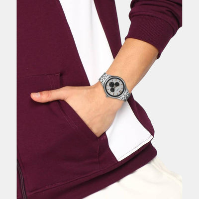 Fashion Men Quartz Silver Dial Chronograph Stainless Steel Watch TWEG18407