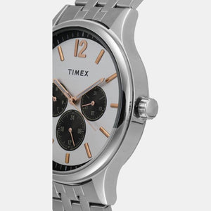 Fashion Men Quartz Silver Dial Chronograph Stainless Steel Watch TWEG18407