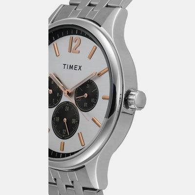 Fashion Men Quartz Silver Dial Chronograph Stainless Steel Watch TWEG18407