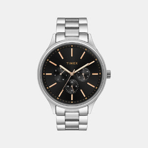 Fashion Men Quartz Black Dial Chronograph Stainless Steel Watch TWEG18408
