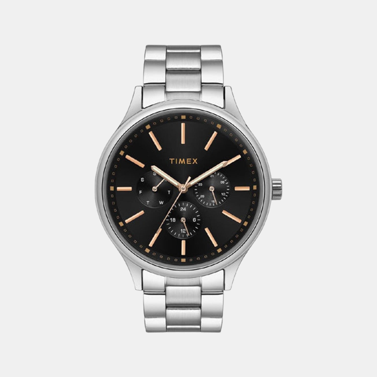 Fashion Men Quartz Black Dial Chronograph Stainless Steel Watch TWEG18408