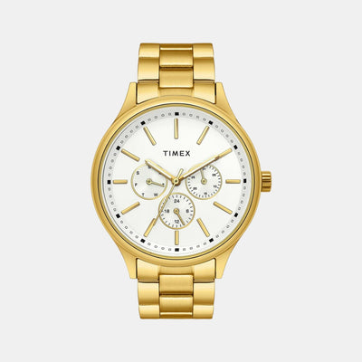 Fashion Men Quartz Silver Dial Chronograph Stainless Steel Watch TWEG18416