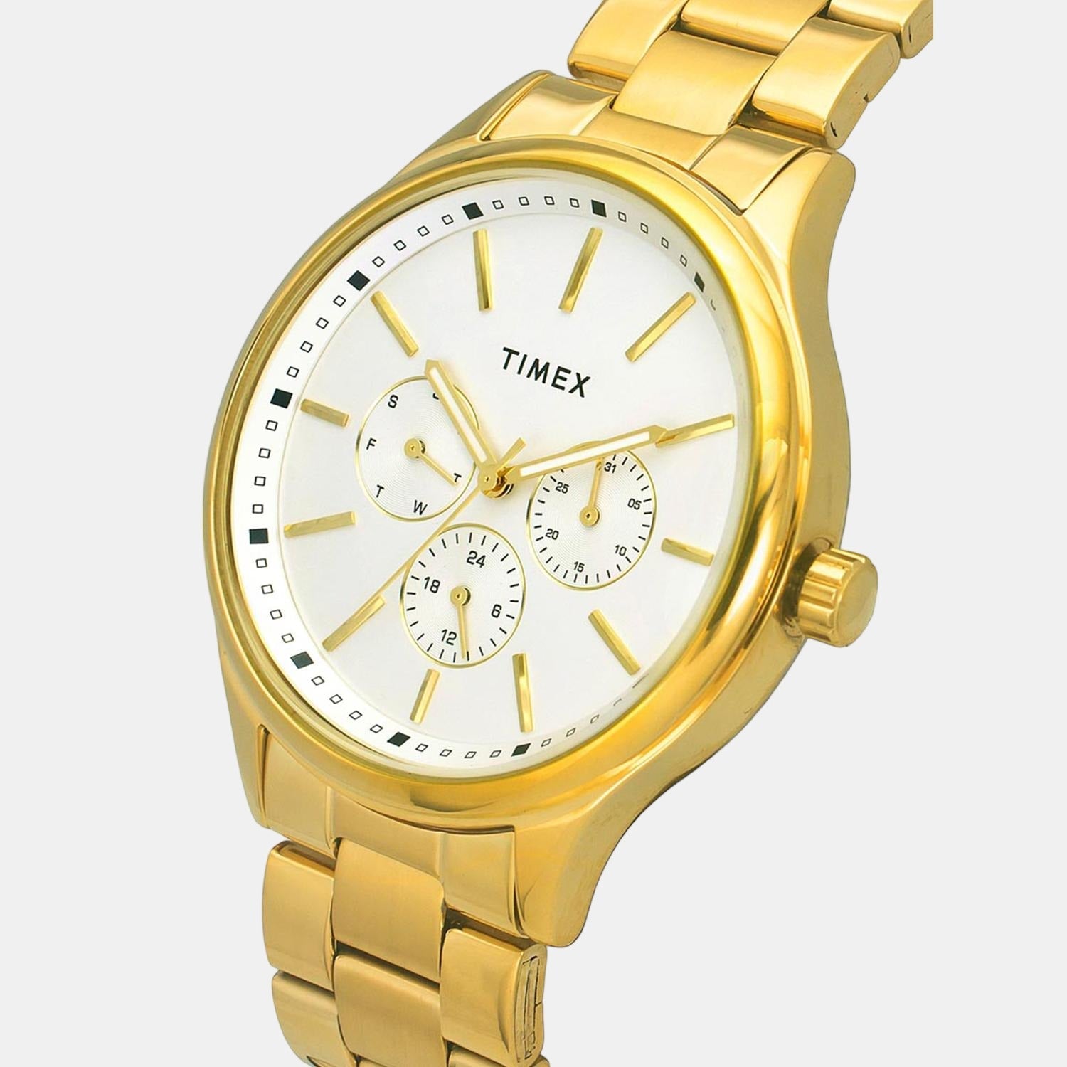 Fashion Men Quartz Silver Dial Chronograph Stainless Steel Watch TWEG18416