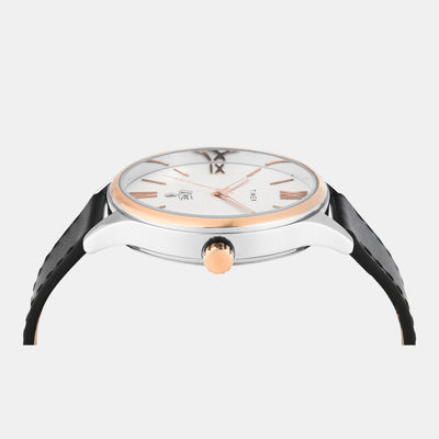 Fashion Men Quartz Silver Dial Analog Leather Watch TWEG18427