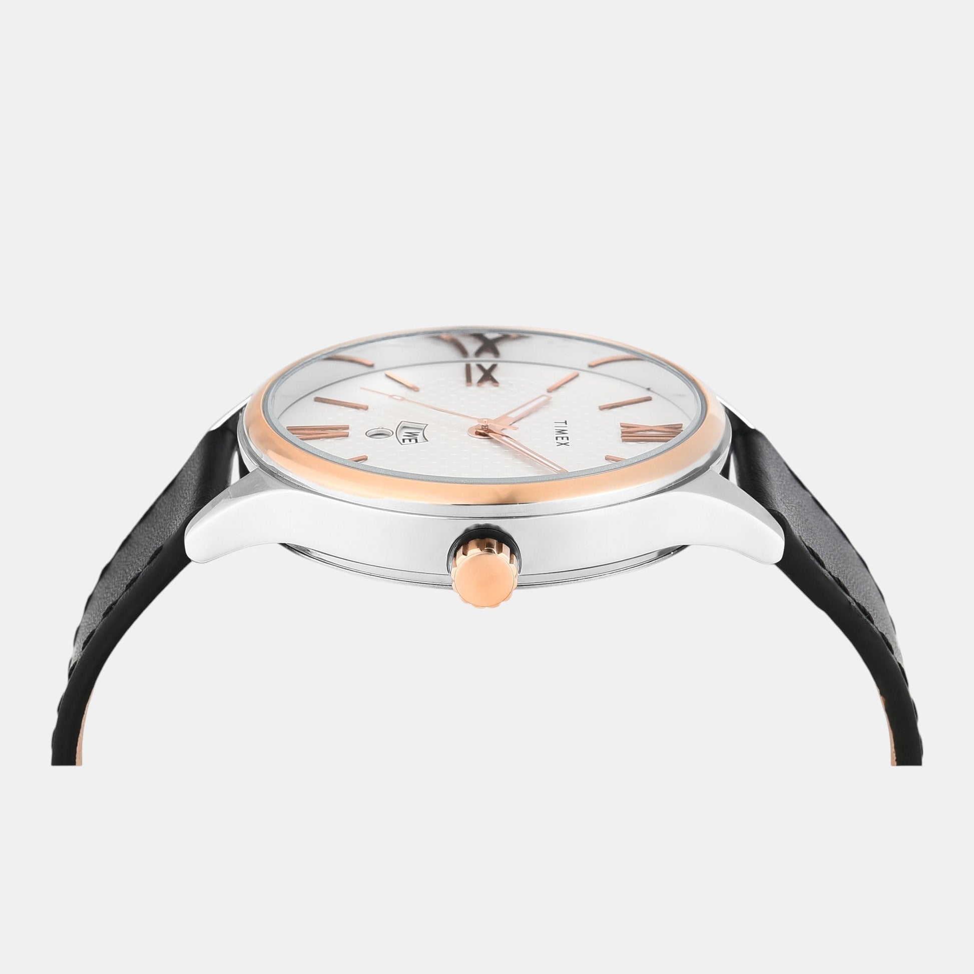 Fashion Men Quartz Silver Dial Analog Leather Watch TWEG18427