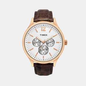 Fashion Men Quartz White Dial Multi-Function Leather Watch TWEG18433