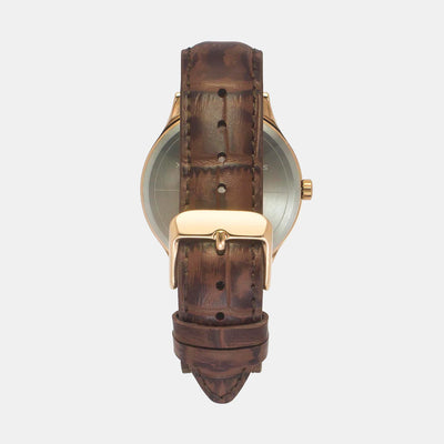 Fashion Men Quartz White Dial Multi-Function Leather Watch TWEG18433