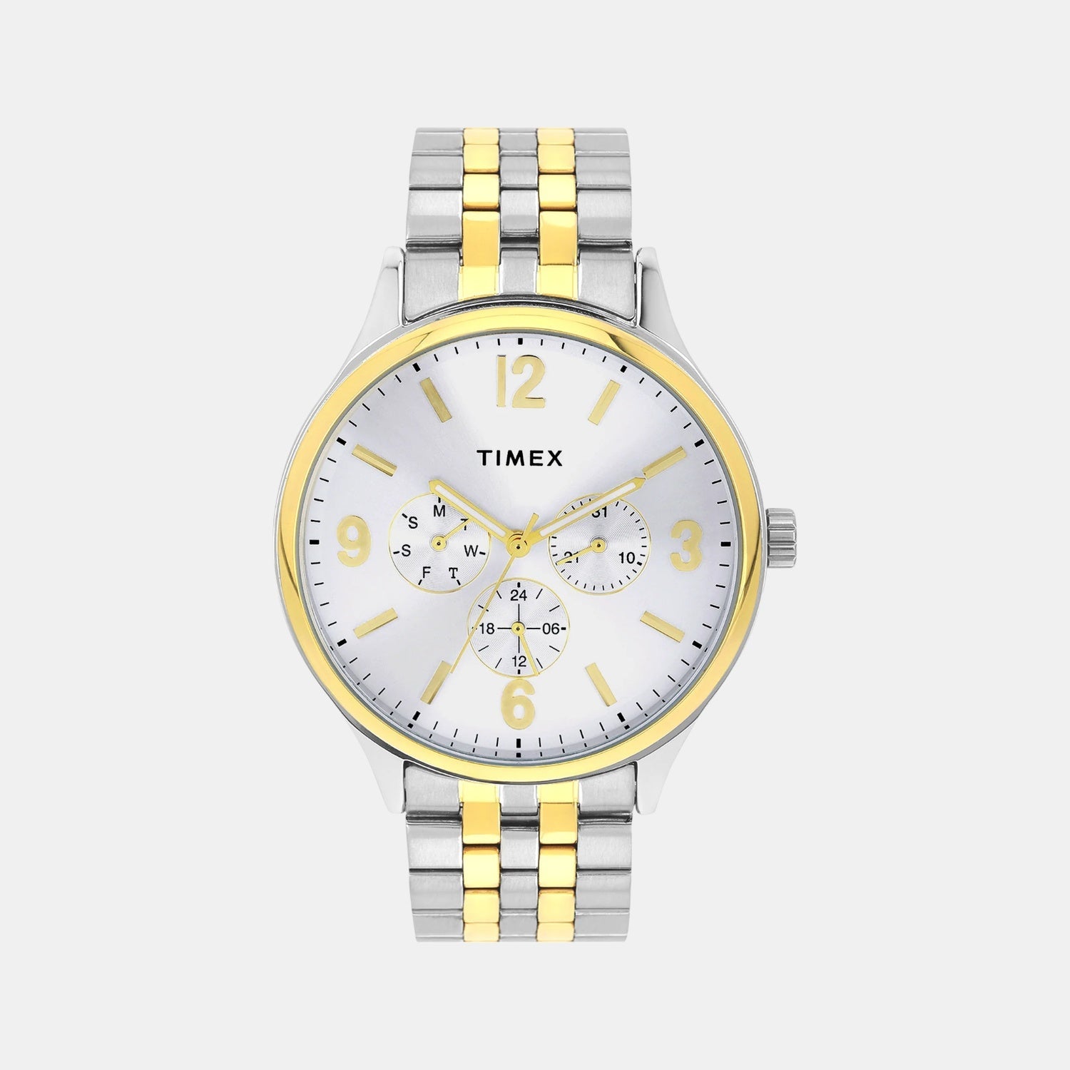 Fashion Men Quartz Silver Dial Multi-Function Stainless Steel Watch TWEG18441