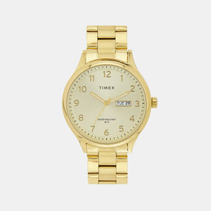 Fashion Men Quartz Champagne Dial Analog Stainless Steel Watch TWEG18442