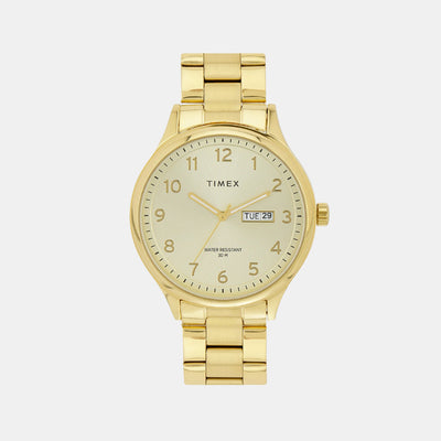 Fashion Men Quartz Champagne Dial Analog Stainless Steel Watch TWEG18442