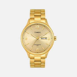 Fashion Men Quartz Champagne Dial Analog Stainless Steel Watch TWEG18444