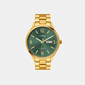 Fashion Men Quartz Green Dial Analog Stainless Steel Watch TWEG18445