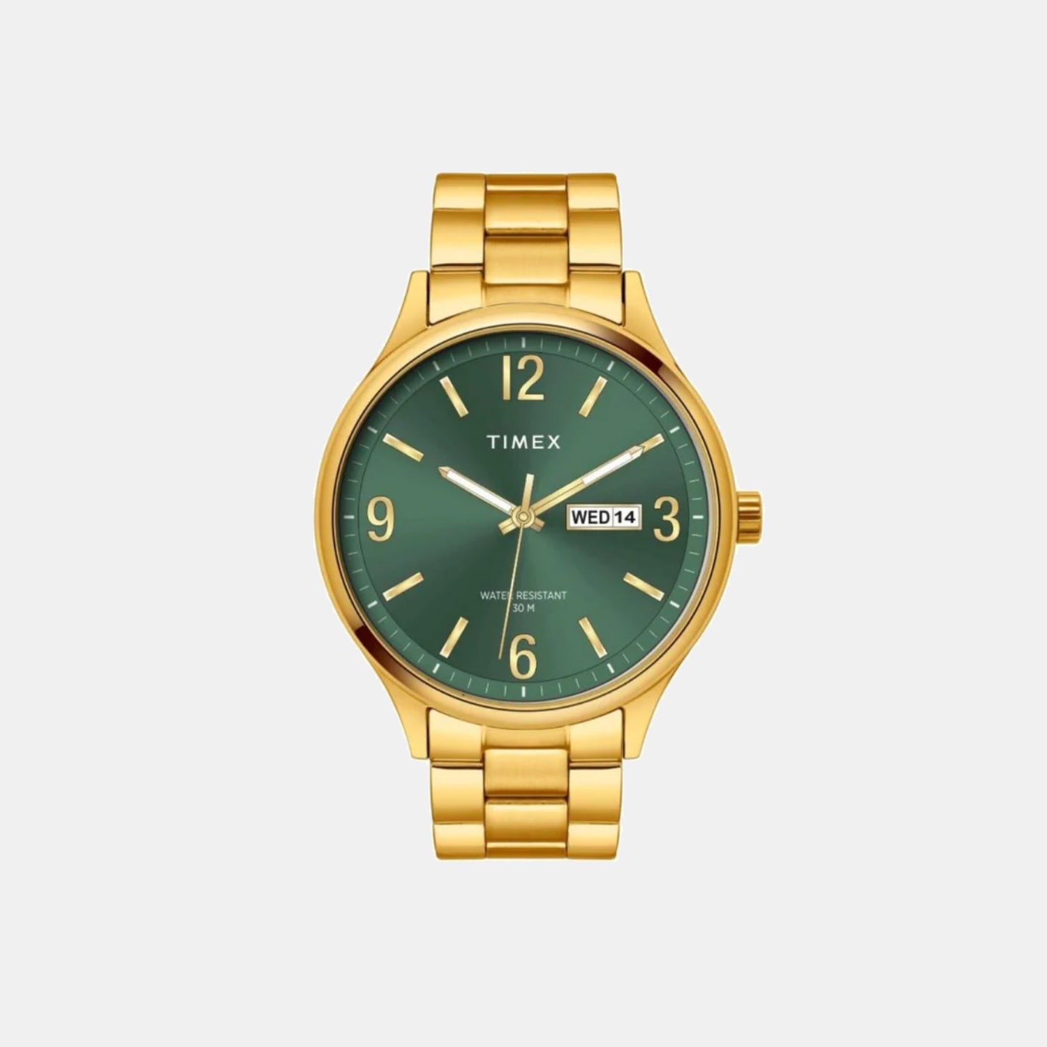 Fashion Men Quartz Green Dial Analog Stainless Steel Watch TWEG18445