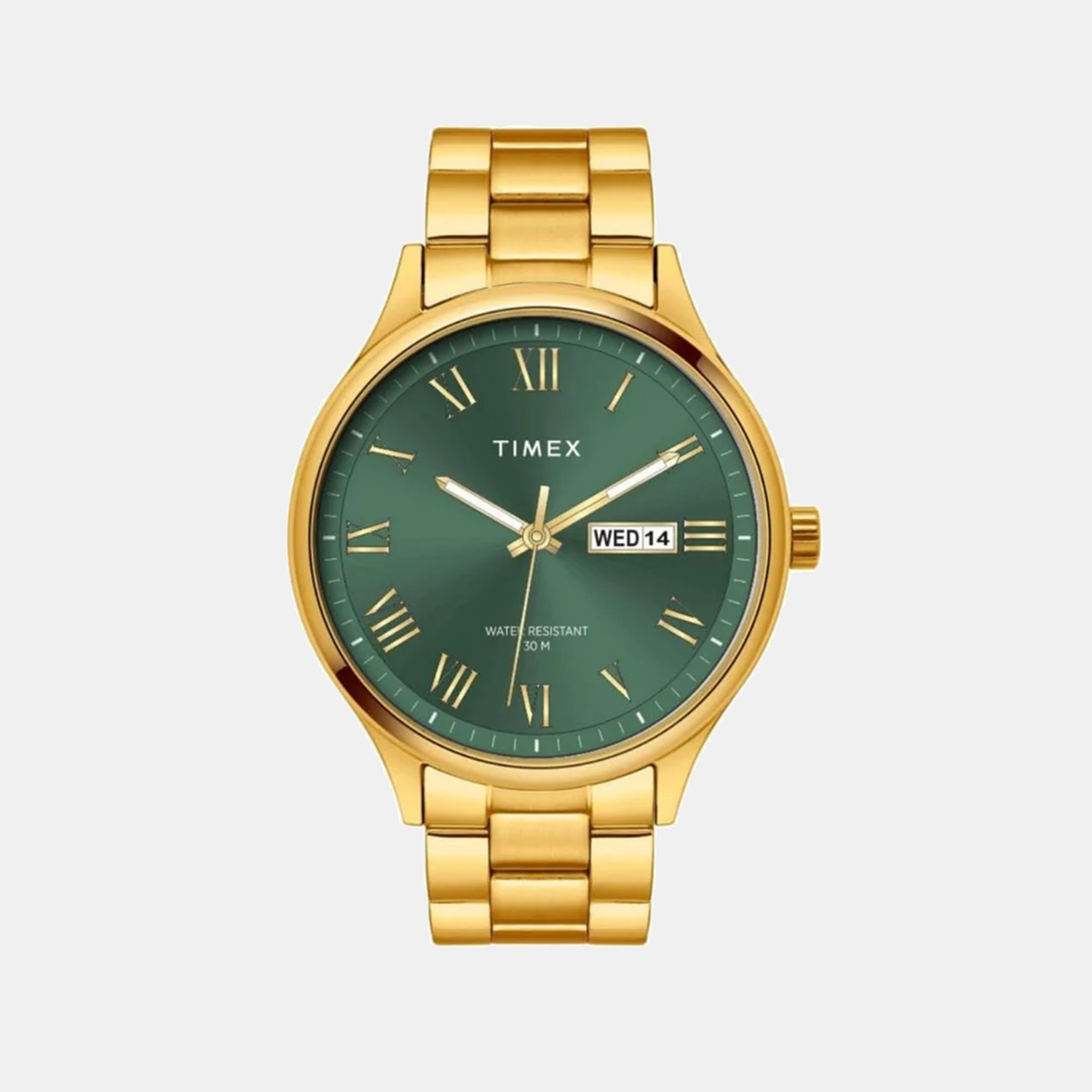 Fashion Men Quartz Green Dial Analog Stainless Steel Watch TWEG18446