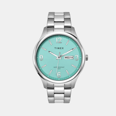 Fashion Men Quartz Blue Dial Analog Stainless Steel Watch TWEG18447