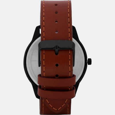 Fashion Men Quartz Black Dial Chronograph Leather Watch TWEG18505