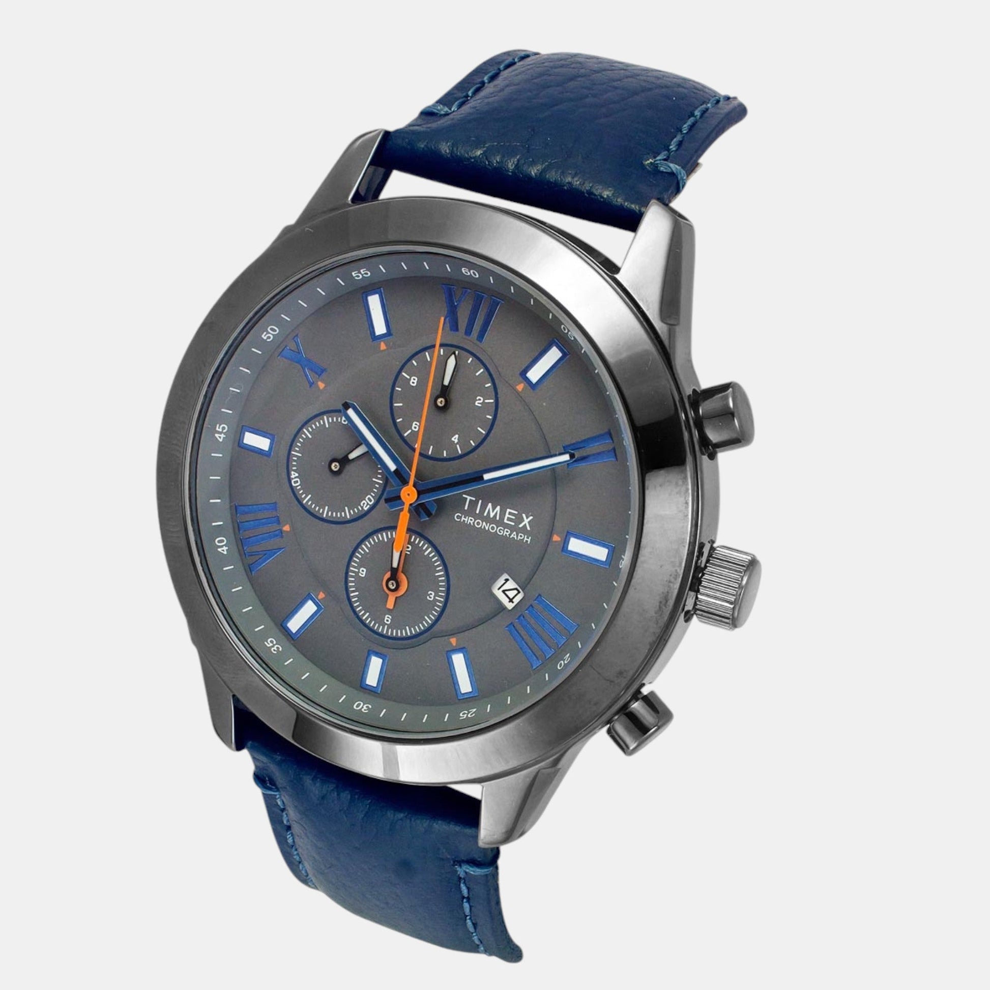 Fashion Men Quartz Grey Dial Chronograph Leather Watch TWEG18513