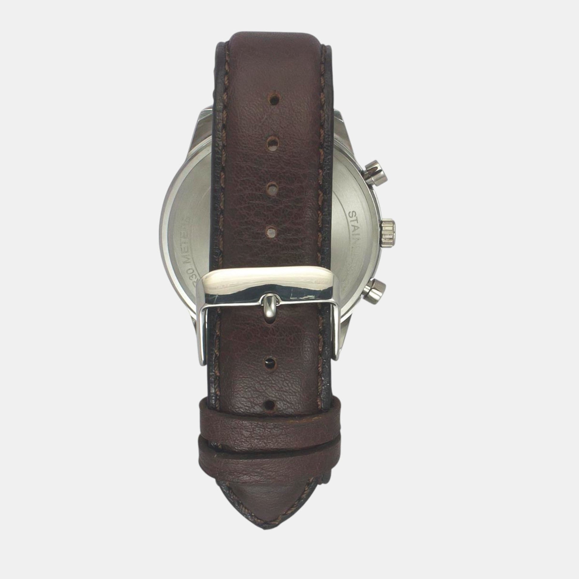 Fashion Men Quartz Warm Grey Dial Chronograph Leather Watch TWEG18514