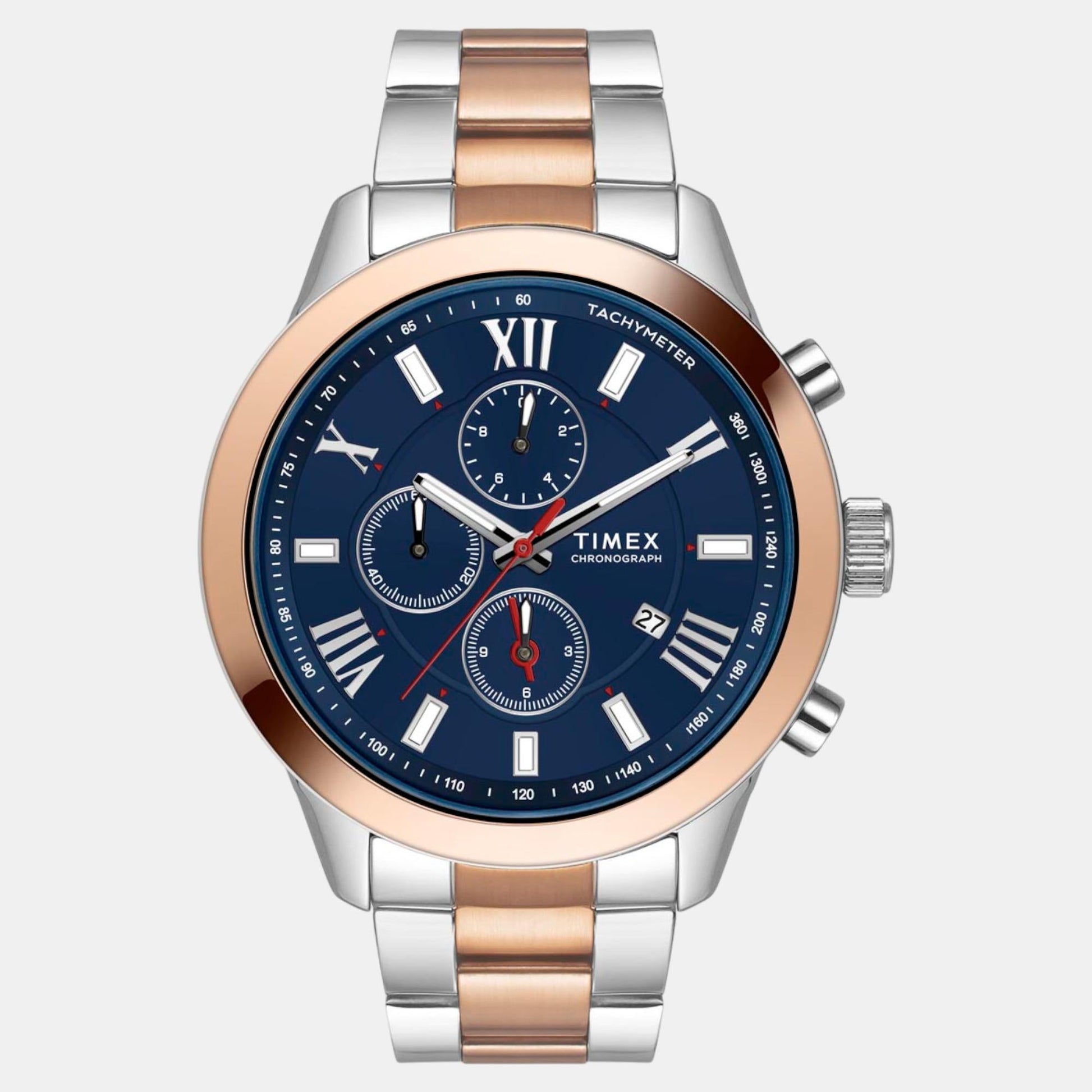 Fashion Men Quartz Blue Dial Chronograph Stainless Steel Watch TWEG18516