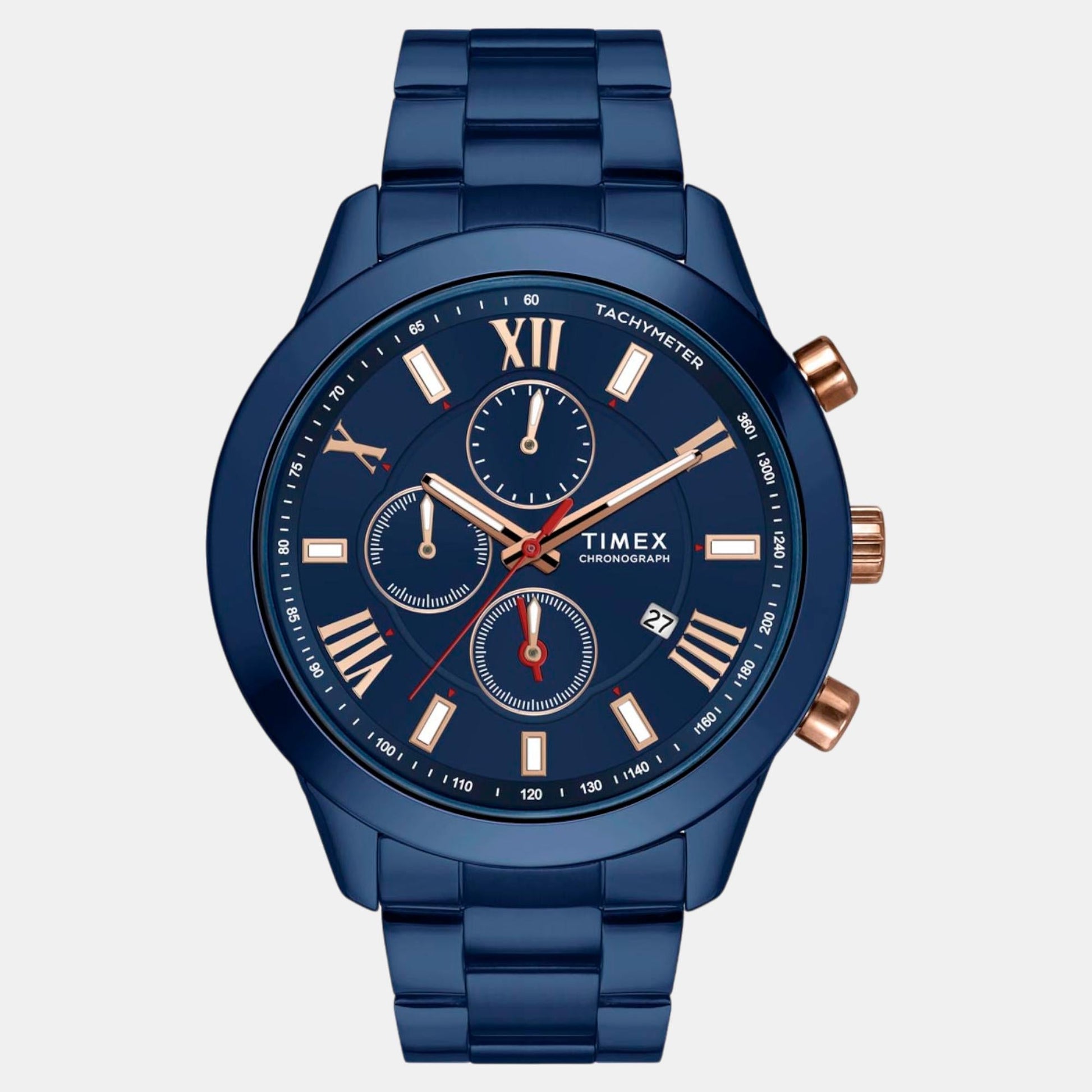 Fashion Men Quartz Blue Dial Chronograph Stainless Steel Watch TWEG18517