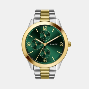 Fashion Men Quartz Green Dial Multi-Function Stainless Steel Watch TWEG18525