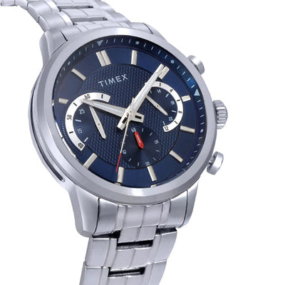 Timex E Class Men's Blue Dial Round Case Chronograph Function Watch 44mm TWEG18600