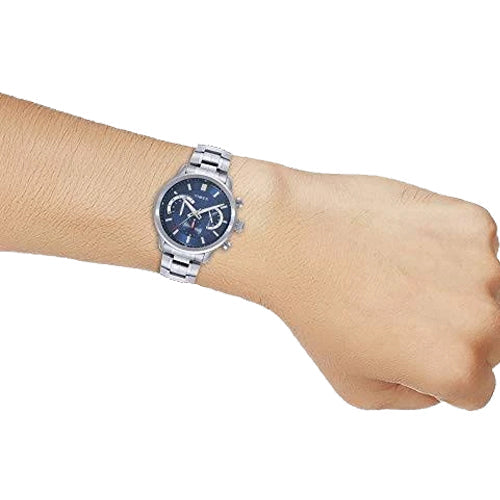 Timex E Class Men's Blue Dial Round Case Chronograph Function Watch 44mm TWEG18600