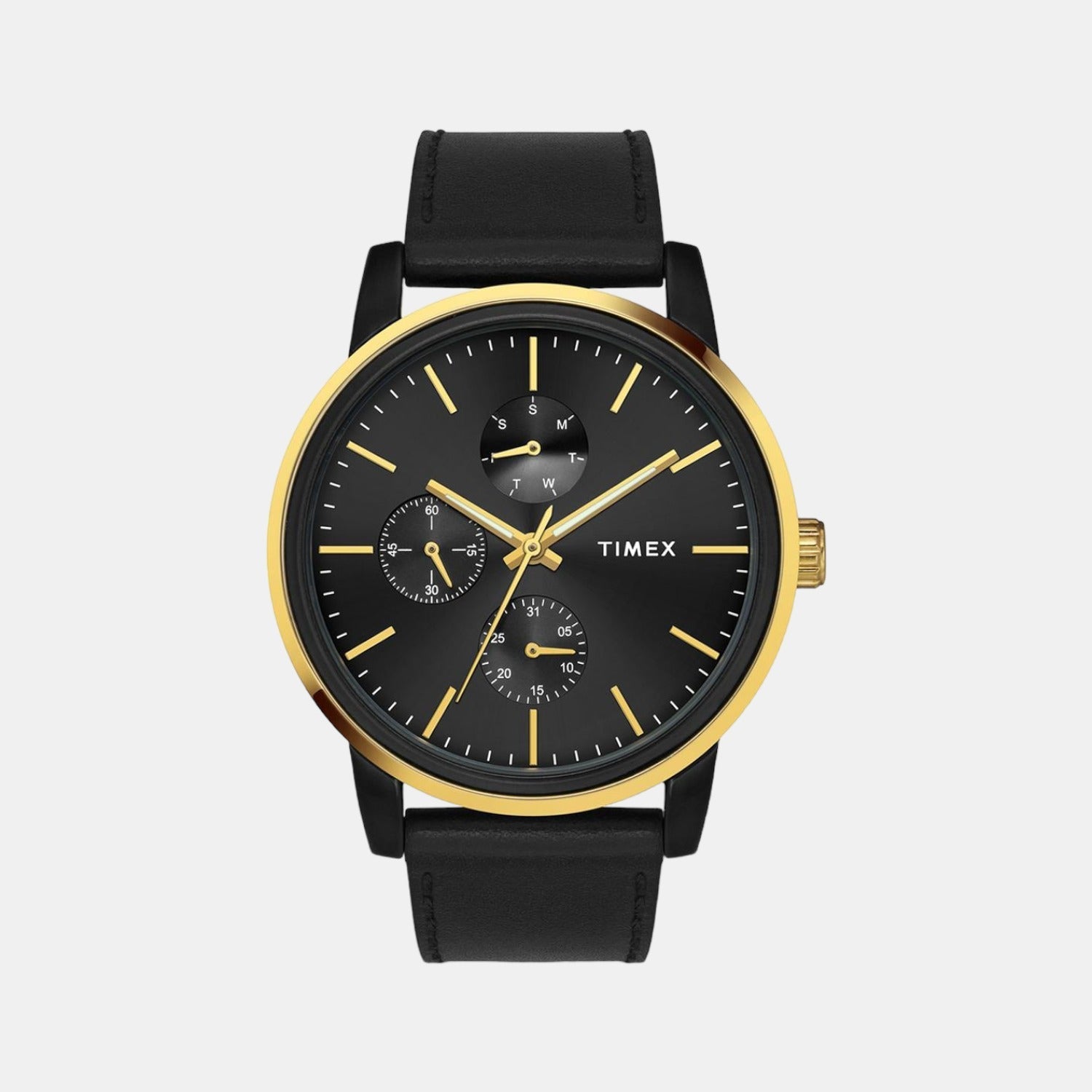 Fashion Men Quartz Black Dial Chronograph Leather Watch TWEG18902