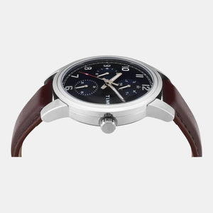 Fashion Men Quartz Blue Dial Multi-Function Leather Watch TWEG18906