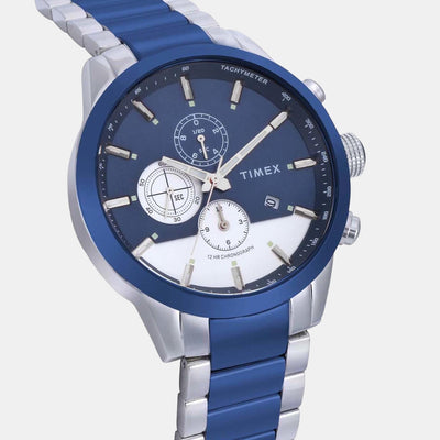 E Class Men Quartz Blue Dial Chronograph Stainless Steel Watch TWEG19404