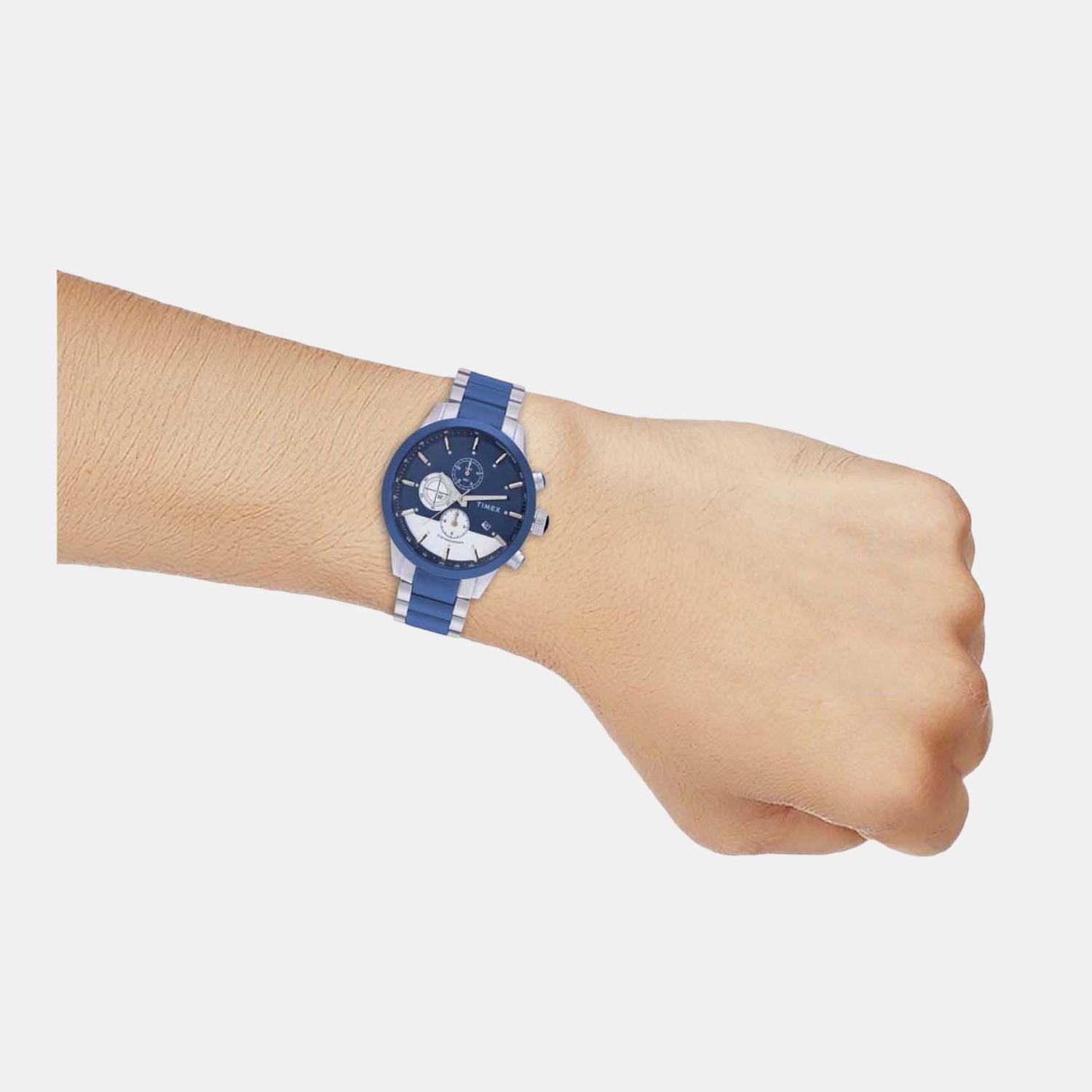 E Class Men Quartz Blue Dial Chronograph Stainless Steel Watch TWEG19404