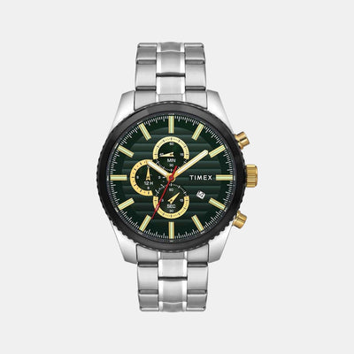 Fashion Men Quartz Green Dial Chronograph Stainless Steel Watch TWEG19501